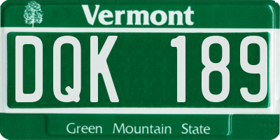 VT license plate DQK189