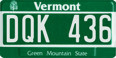 VT license plate DQK436