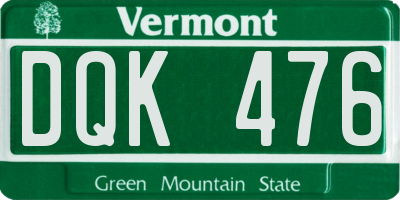 VT license plate DQK476