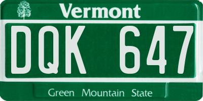 VT license plate DQK647