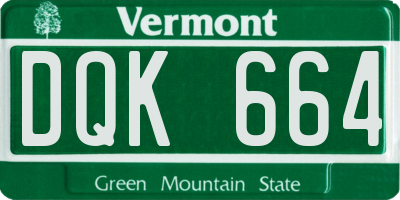 VT license plate DQK664