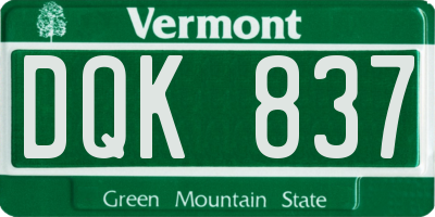 VT license plate DQK837