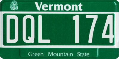 VT license plate DQL174