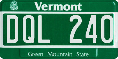VT license plate DQL240