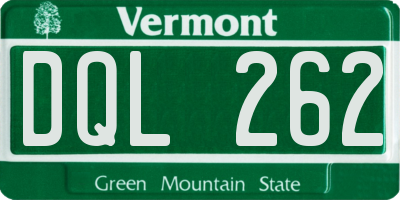 VT license plate DQL262