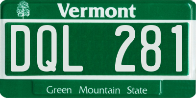 VT license plate DQL281