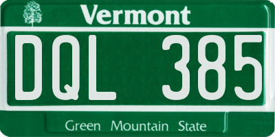 VT license plate DQL385