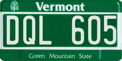 VT license plate DQL605