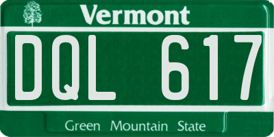 VT license plate DQL617