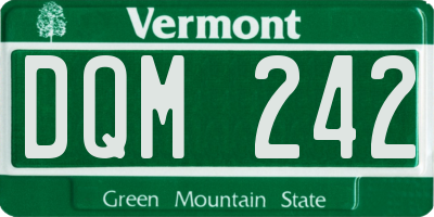 VT license plate DQM242