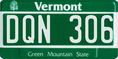 VT license plate DQN306
