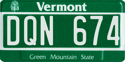 VT license plate DQN674