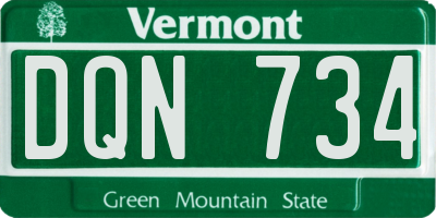 VT license plate DQN734