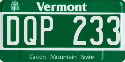 VT license plate DQP233