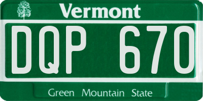 VT license plate DQP670