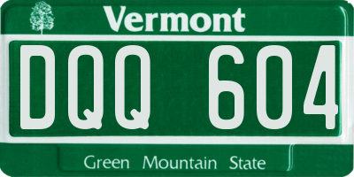 VT license plate DQQ604
