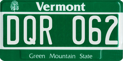 VT license plate DQR062