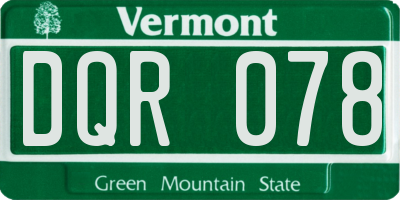 VT license plate DQR078
