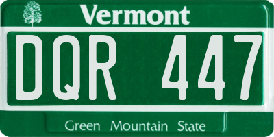 VT license plate DQR447