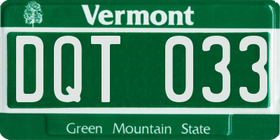 VT license plate DQT033