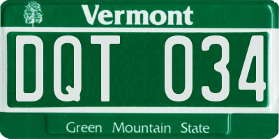VT license plate DQT034