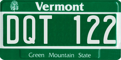 VT license plate DQT122