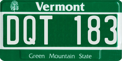 VT license plate DQT183