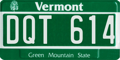 VT license plate DQT614