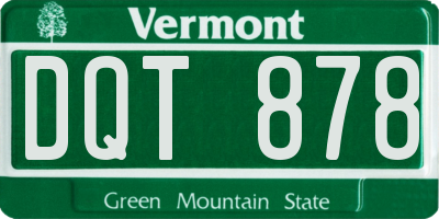 VT license plate DQT878