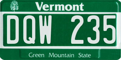 VT license plate DQW235
