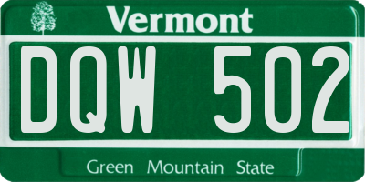 VT license plate DQW502