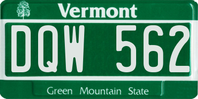 VT license plate DQW562