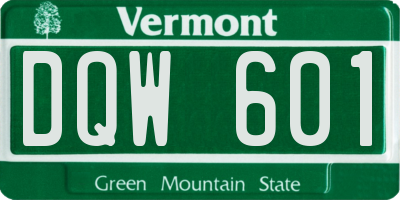 VT license plate DQW601