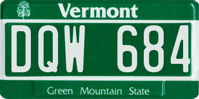 VT license plate DQW684