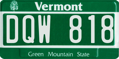 VT license plate DQW818