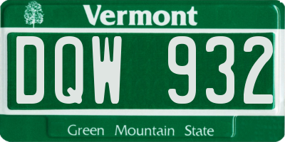 VT license plate DQW932