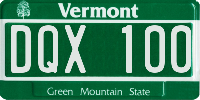 VT license plate DQX100