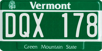VT license plate DQX178