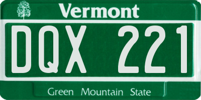 VT license plate DQX221