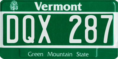 VT license plate DQX287