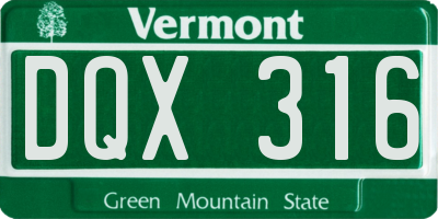 VT license plate DQX316