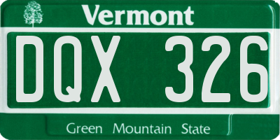VT license plate DQX326