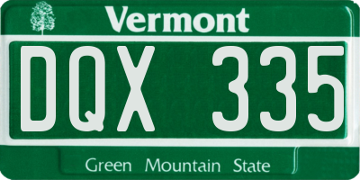 VT license plate DQX335