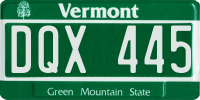 VT license plate DQX445