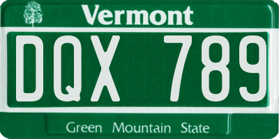 VT license plate DQX789
