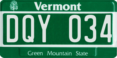 VT license plate DQY034