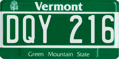 VT license plate DQY216
