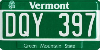VT license plate DQY397