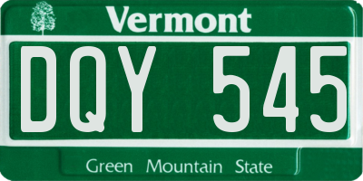 VT license plate DQY545