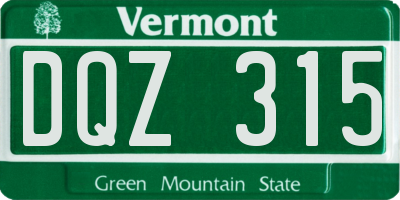 VT license plate DQZ315